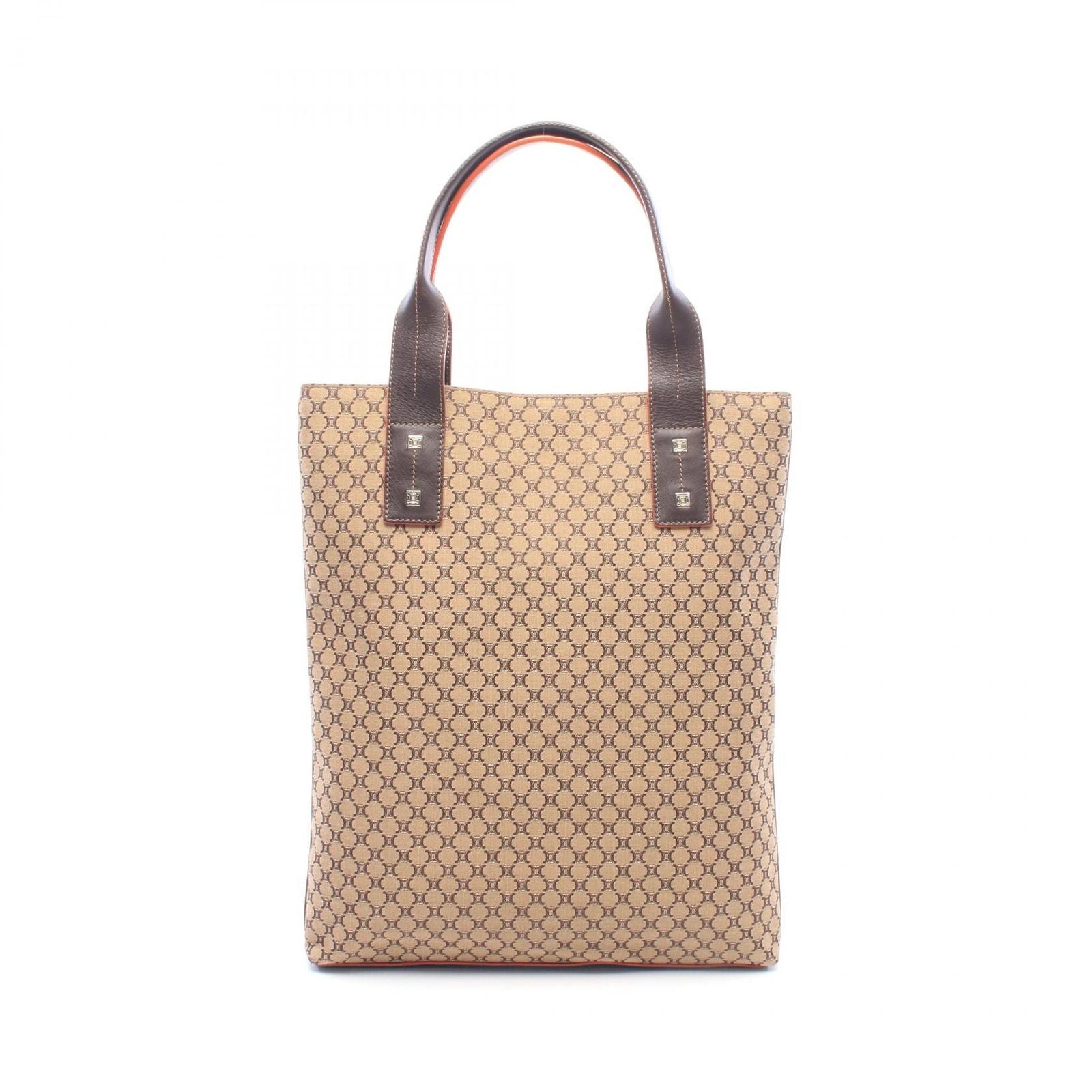 Celine Tote Bag Macadam Beige Dark Brown Canvas Leather
