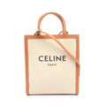 Celine Tote Bag Small Vertical Cabas 2-Way Ivory Camel Black Canvas Leather