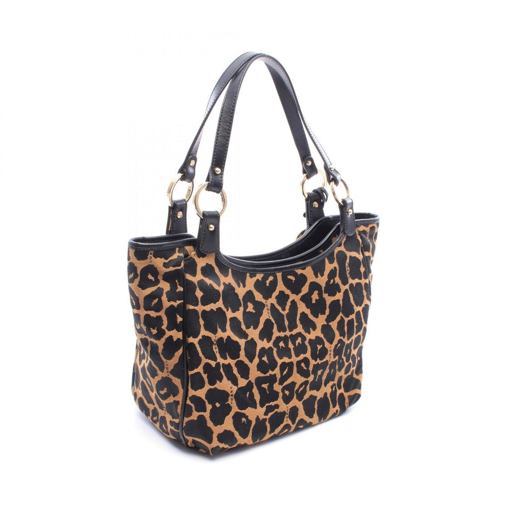 Fendi Shoulder Bag Leopard Brown Black Canvas Leather — view 2