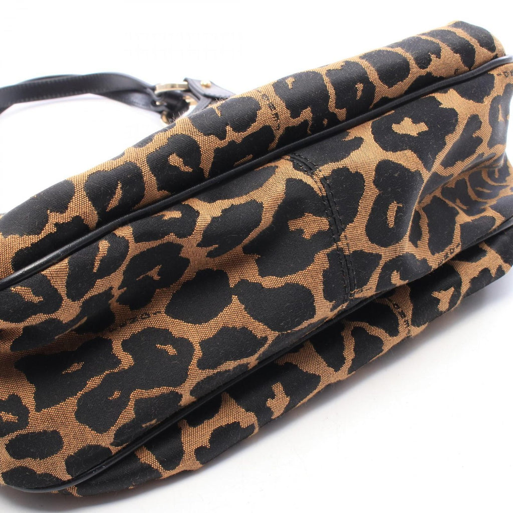 Fendi Shoulder Bag Leopard Brown Black Canvas Leather — view 6