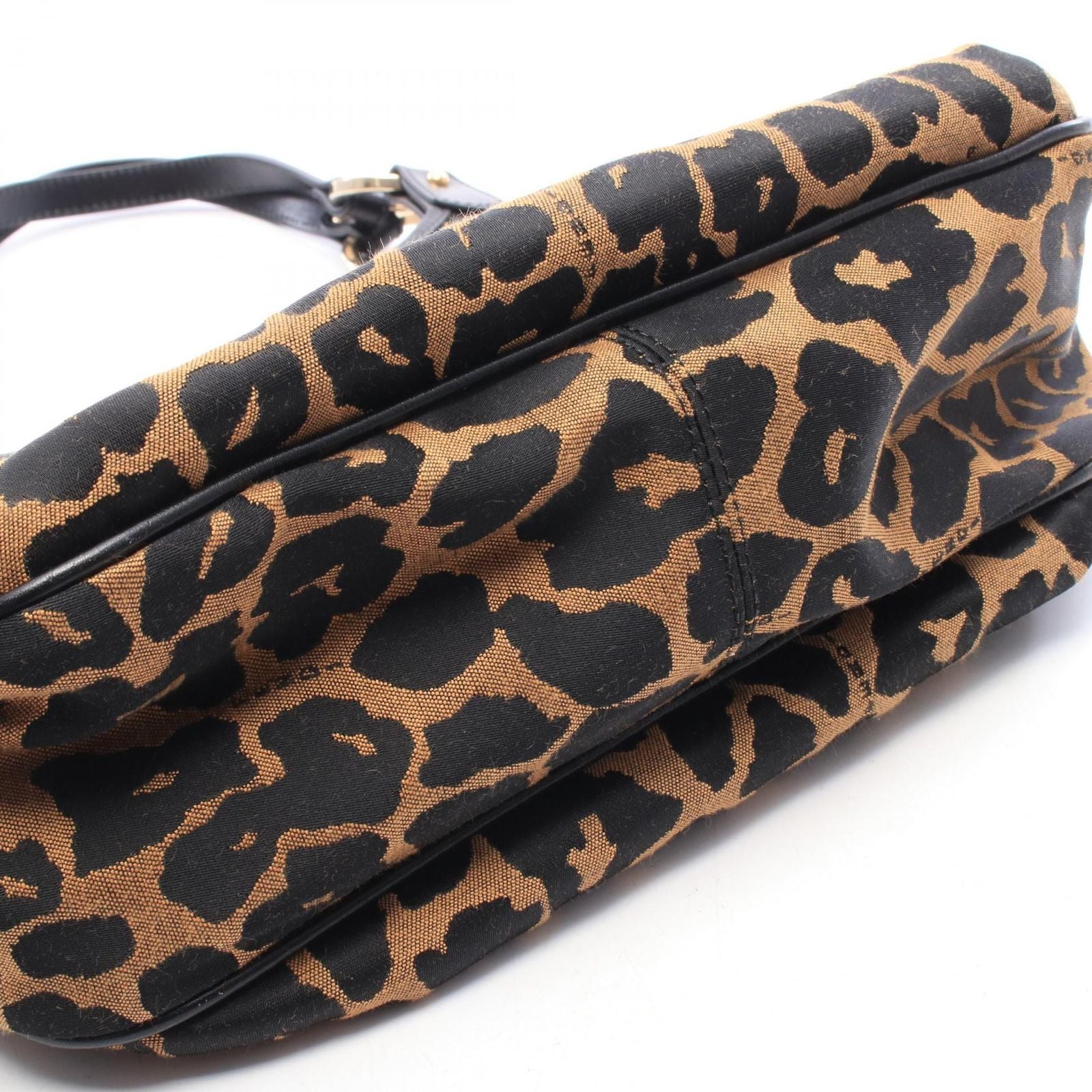 Fendi Shoulder Bag Leopard Brown Black Canvas Leather — view 6
