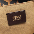 Fendi Shoulder Bag Leopard Brown Black Canvas Leather — view 4