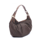 Celine Shoulder Bag Macadam Dark Brown Black Canvas Leather — view 2