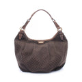 Celine Shoulder Bag Macadam Dark Brown Black Canvas Leather