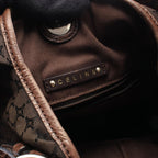 Celine Shoulder Bag Macadam Dark Brown Black Canvas Leather — view 4