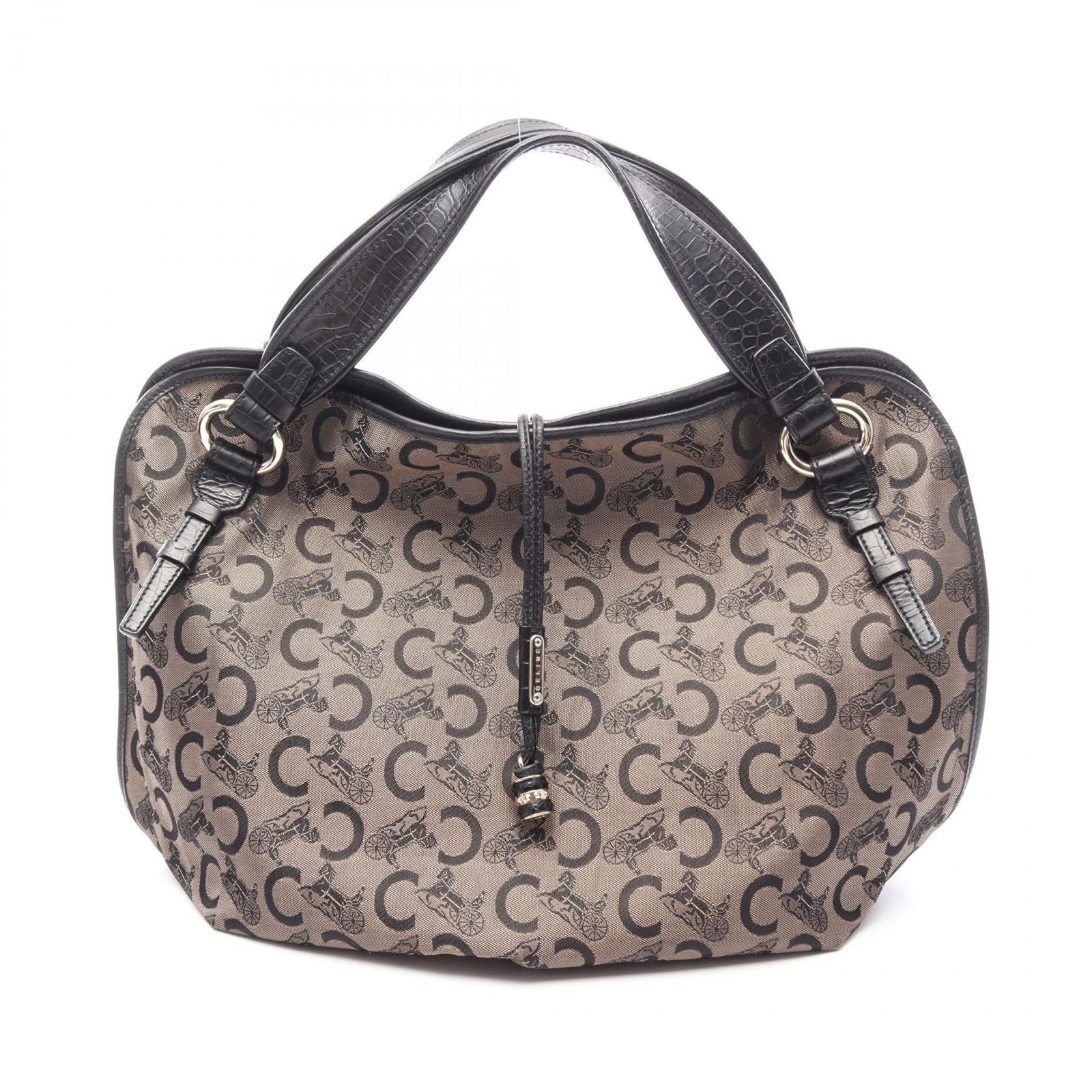 Celine Handbag Bittersweet C Sulky Large Brown Black Canvas Leather