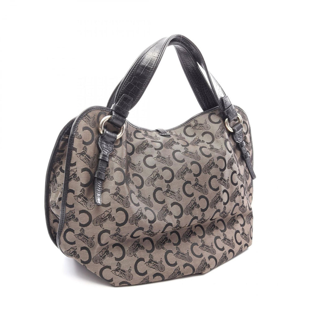 Celine Handbag Bittersweet C Sulky Large Brown Black Canvas Leather — view 2