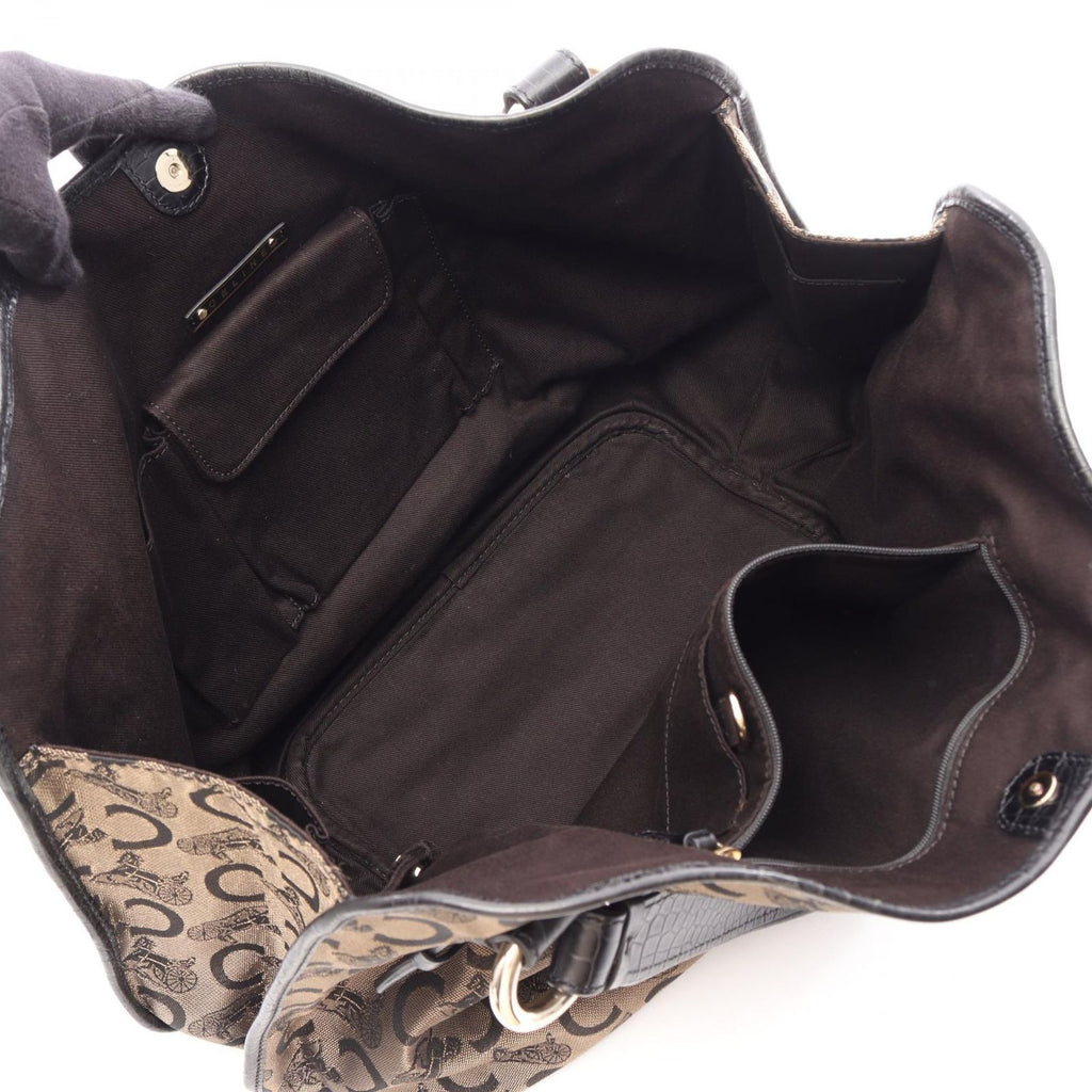 Celine Handbag Bittersweet C Sulky Large Brown Black Canvas Leather — view 3