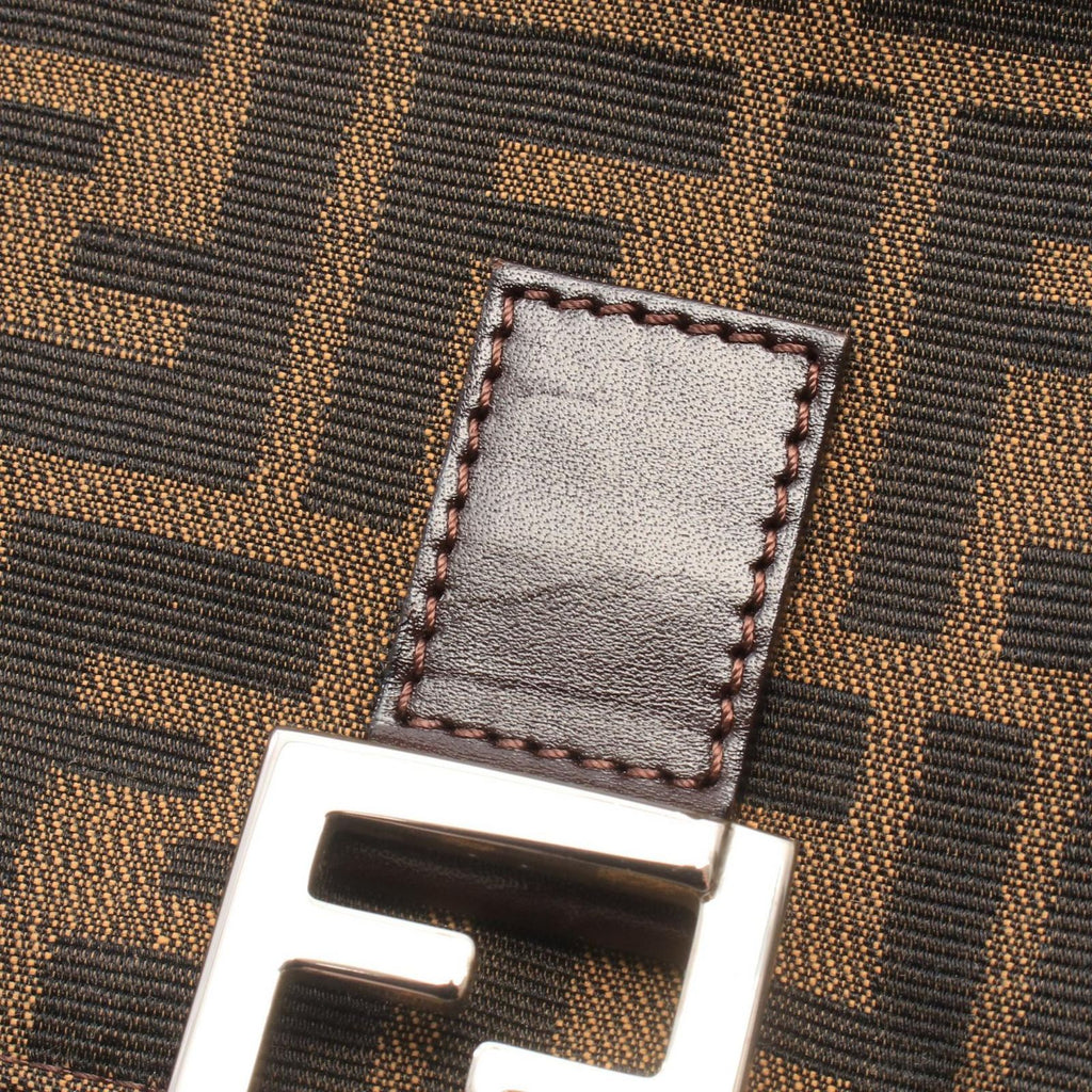Fendi Tote Zucca Brown Black Canvas Leather Handbag — view 6
