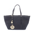 Fendi Tote Bag Zucchino Black Canvas Leather