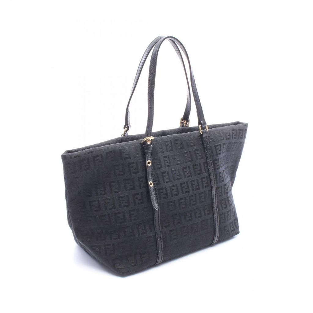 Fendi Tote Bag Zucchino Black Canvas Leather — view 2