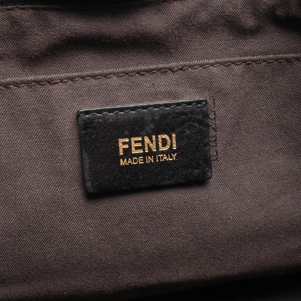Fendi Tote Bag Zucchino Black Canvas Leather — view 4