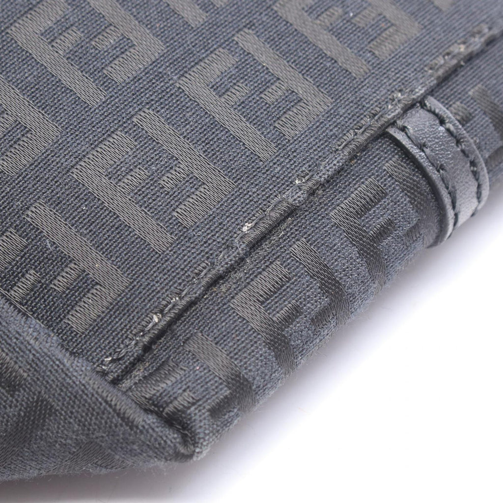 Fendi Tote Bag Zucchino Black Canvas Leather — view 5