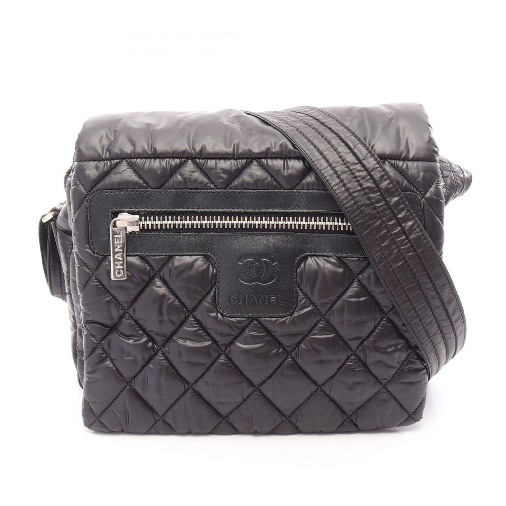 Chanel Shoulder Bag Coco Cocoon Small Messenger Black Nylon Leather