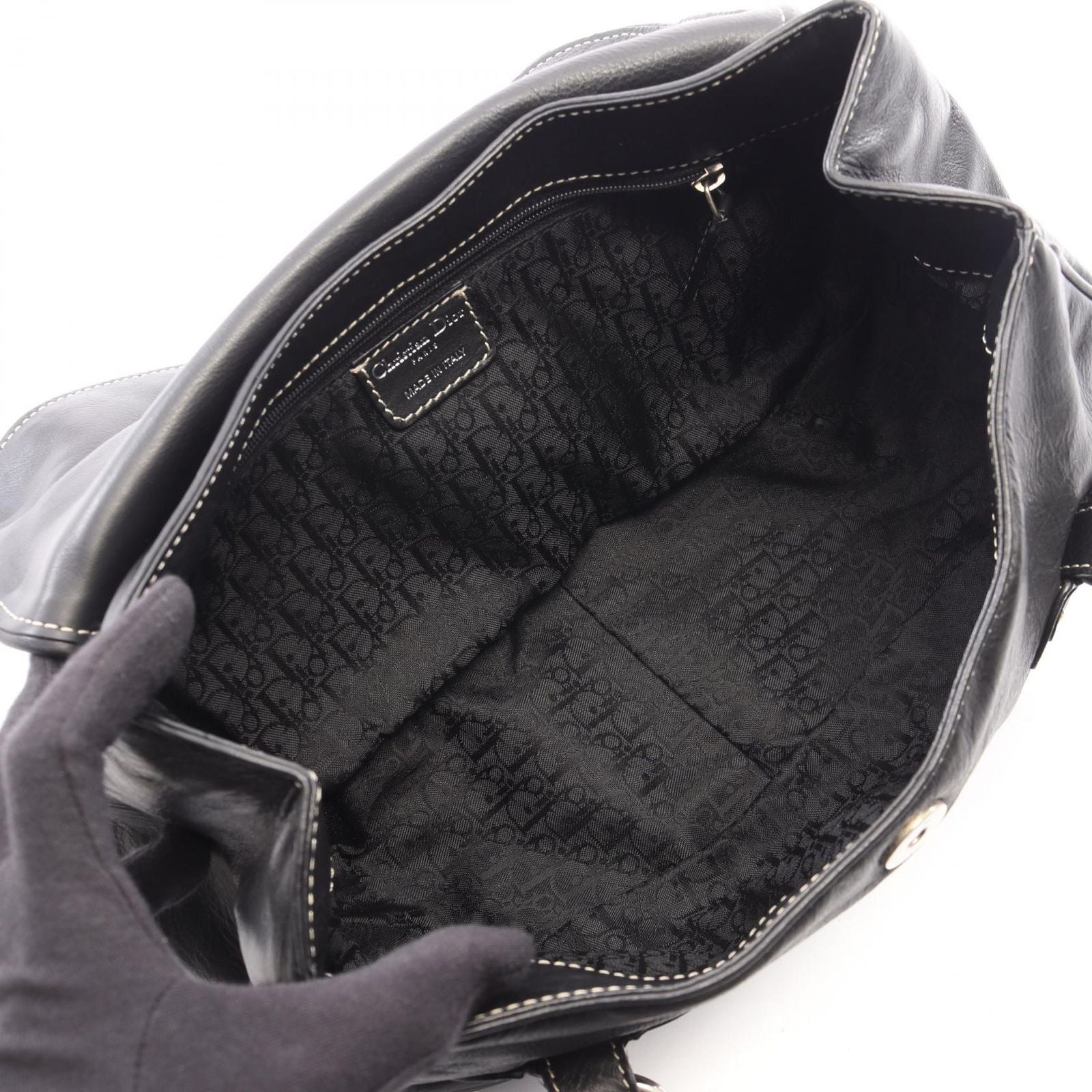 Dior Handbag CD Logo Black Leather — view 3