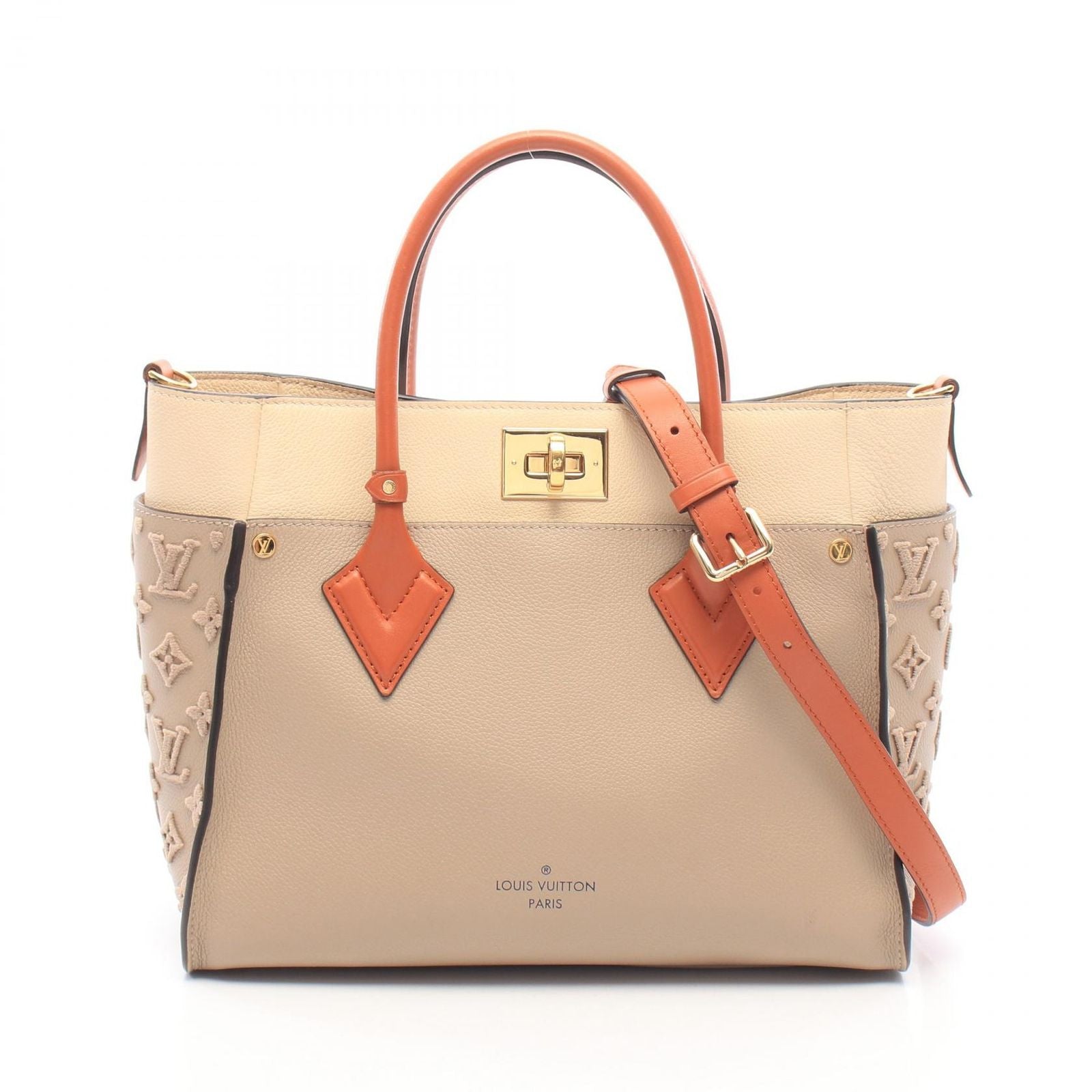 Louis Vuitton Handbag on My Side Monogram Tuffetage Galet 2-Way Leather MM