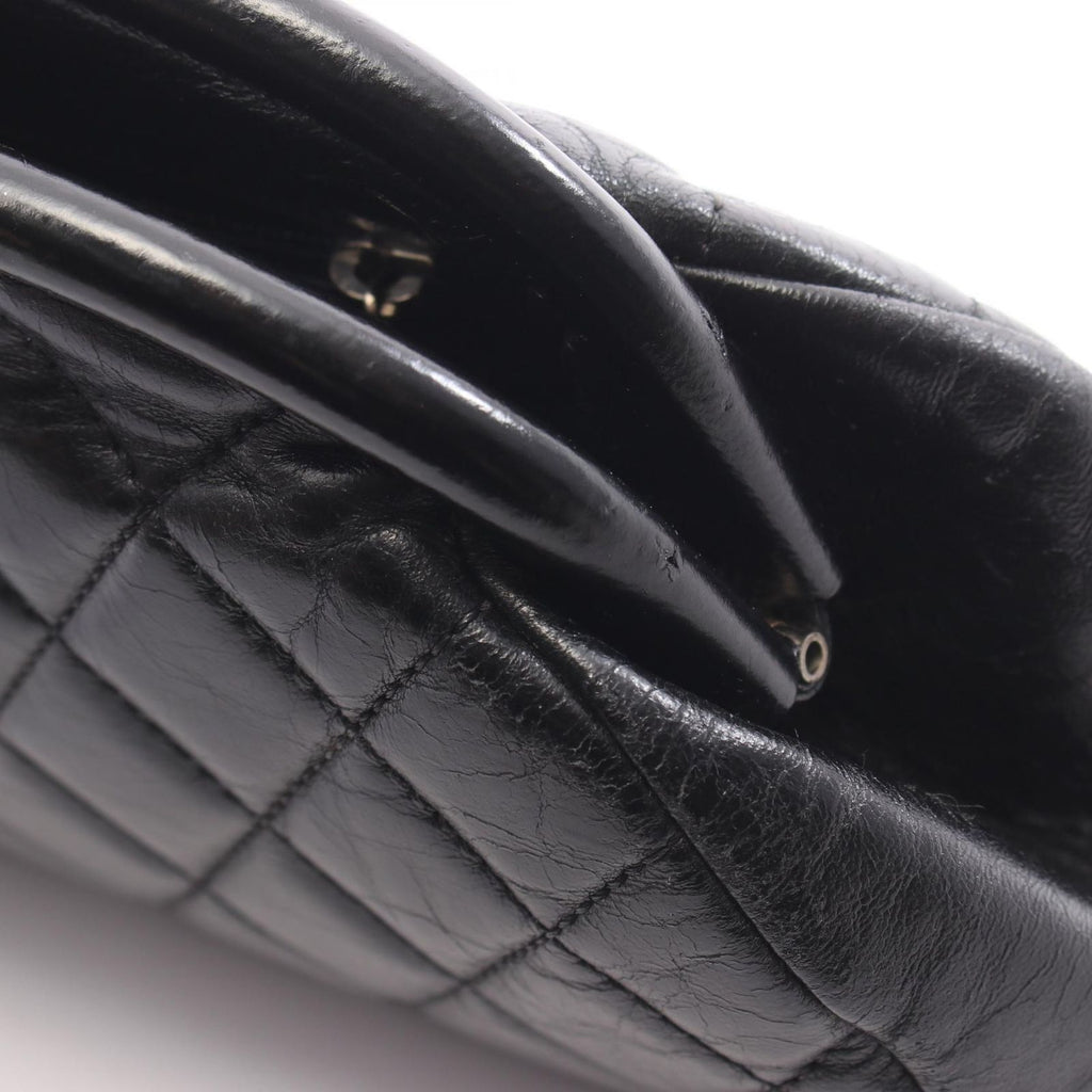 Chanel Clutch Quilted Kiss Lock Black Lambskin — view 6
