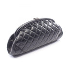 Chanel Clutch Quilted Kiss Lock Black Lambskin — view 2