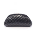 Chanel Clutch Quilted Kiss Lock Black Lambskin