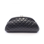 Chanel Clutch Quilted Kiss Lock Black Lambskin