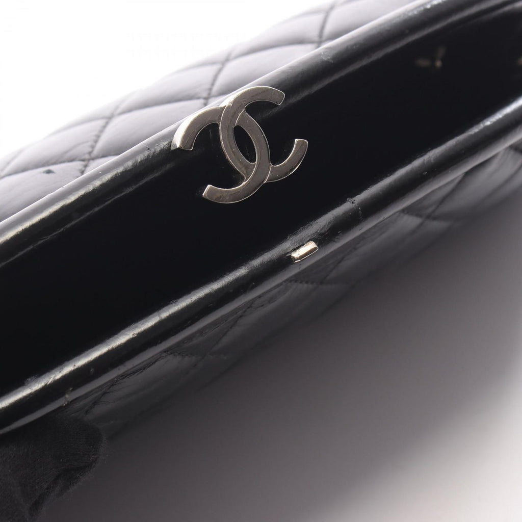 Chanel Clutch Quilted Kiss Lock Black Lambskin — view 7