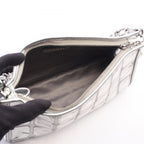 Chanel Handbag Ice Cube Silver Vinyl Leather Chain Shoulder Back — view 3