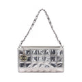 Chanel Handbag Ice Cube Silver Vinyl Leather Chain Shoulder Back