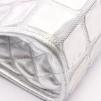 Chanel Handbag Ice Cube Silver Vinyl Leather Chain Shoulder Back — view 6
