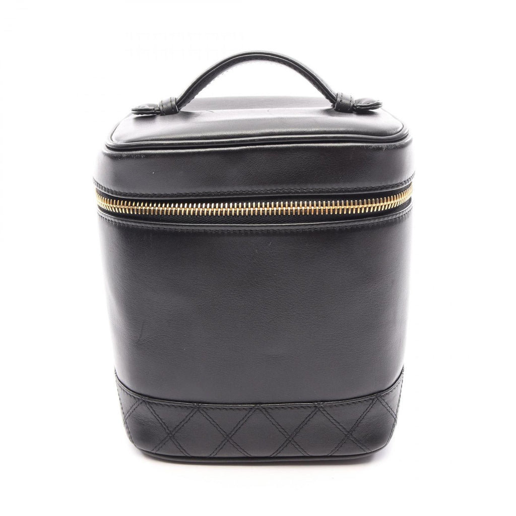 Chanel Handbag Bicolor Black Leather Vertical Vanity