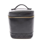 Chanel Handbag Bicolor Black Leather Vertical Vanity
