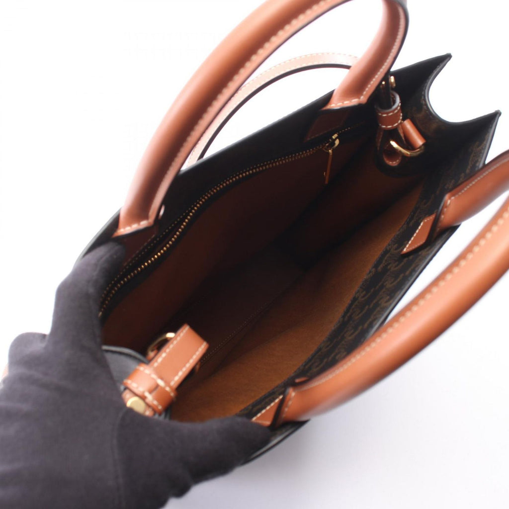 Celine Tote Bag Small Vertical Cabas Triomphe Brown Leather — view 3