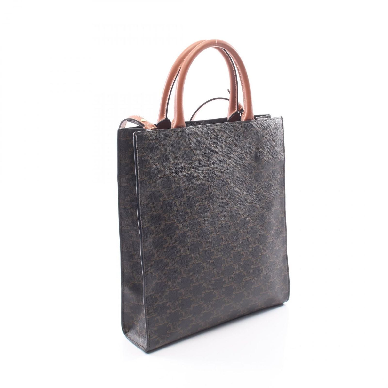 Celine Tote Bag Small Vertical Cabas Triomphe Brown Leather — view 2
