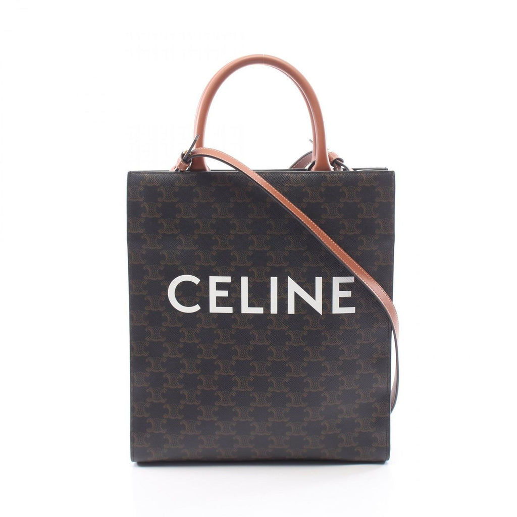 Celine Tote Bag Small Vertical Cabas Triomphe Brown Leather