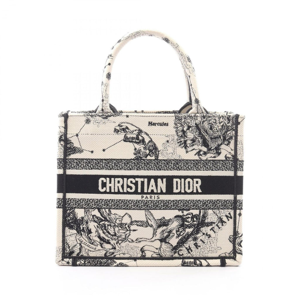 Dior Tote Bag Book Small White Black Canvas