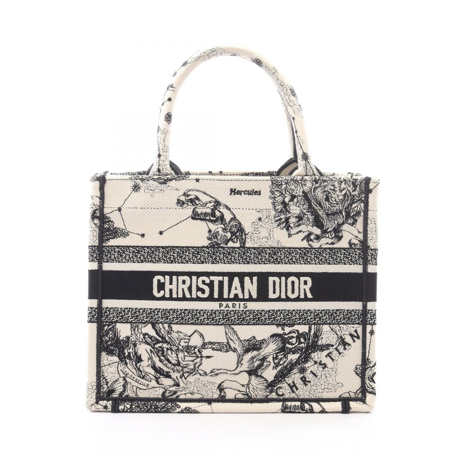 Dior Tote Bag Book Small White Black Canvas