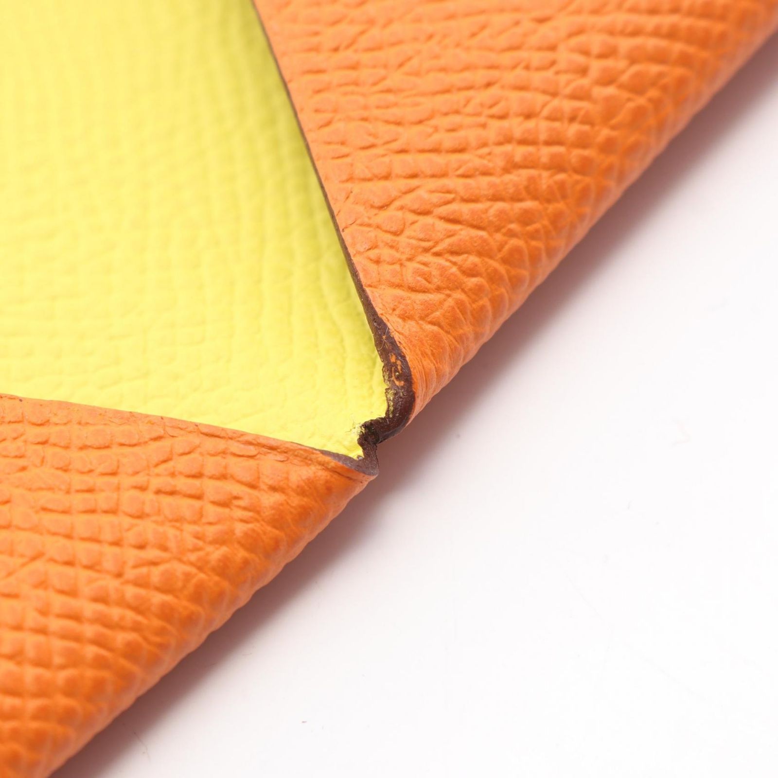 Hermes Coin Purse Calvi Verso Orange Lime Leather — view 7