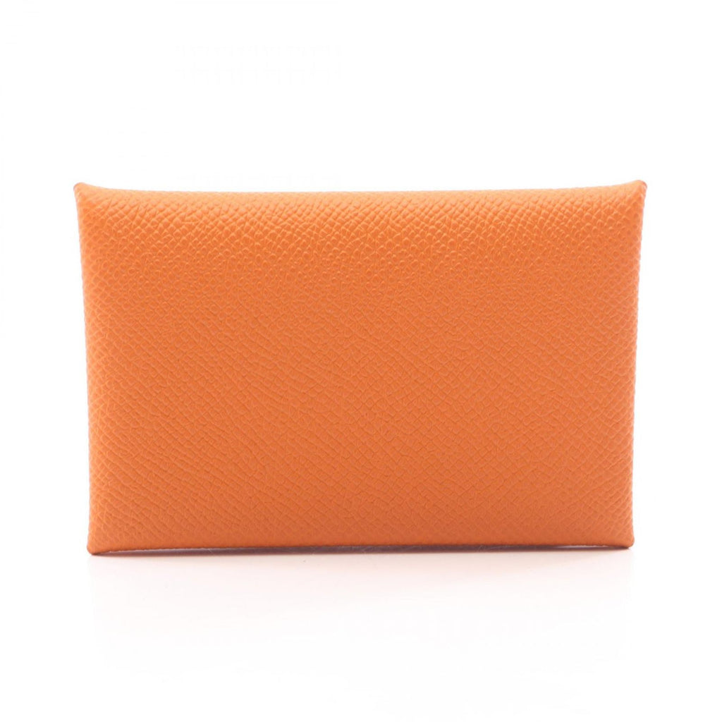 Hermes Coin Purse Calvi Verso Orange Lime Leather