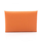 Hermes Coin Purse Calvi Verso Orange Lime Leather