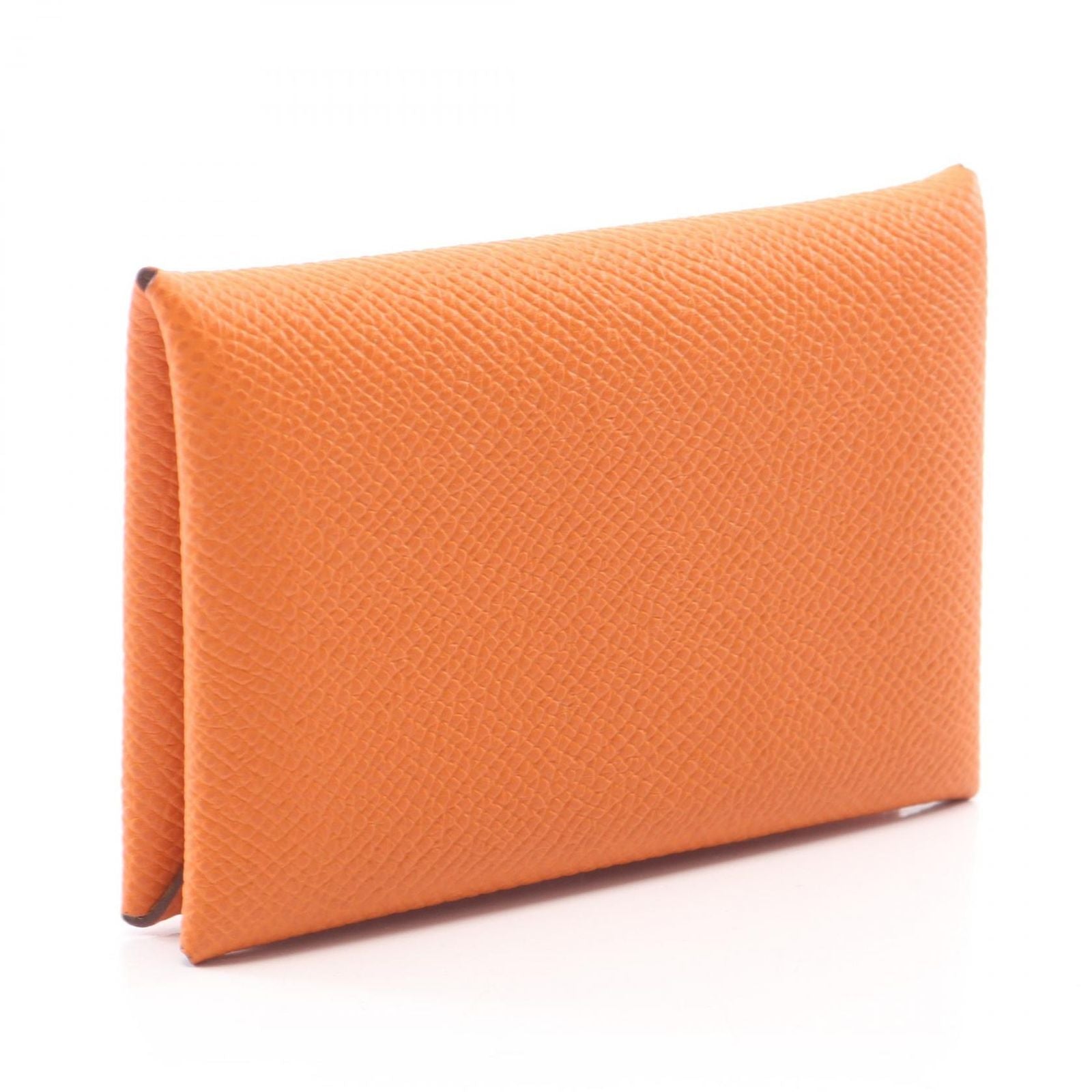 Hermes Coin Purse Calvi Verso Orange Lime Leather — view 2