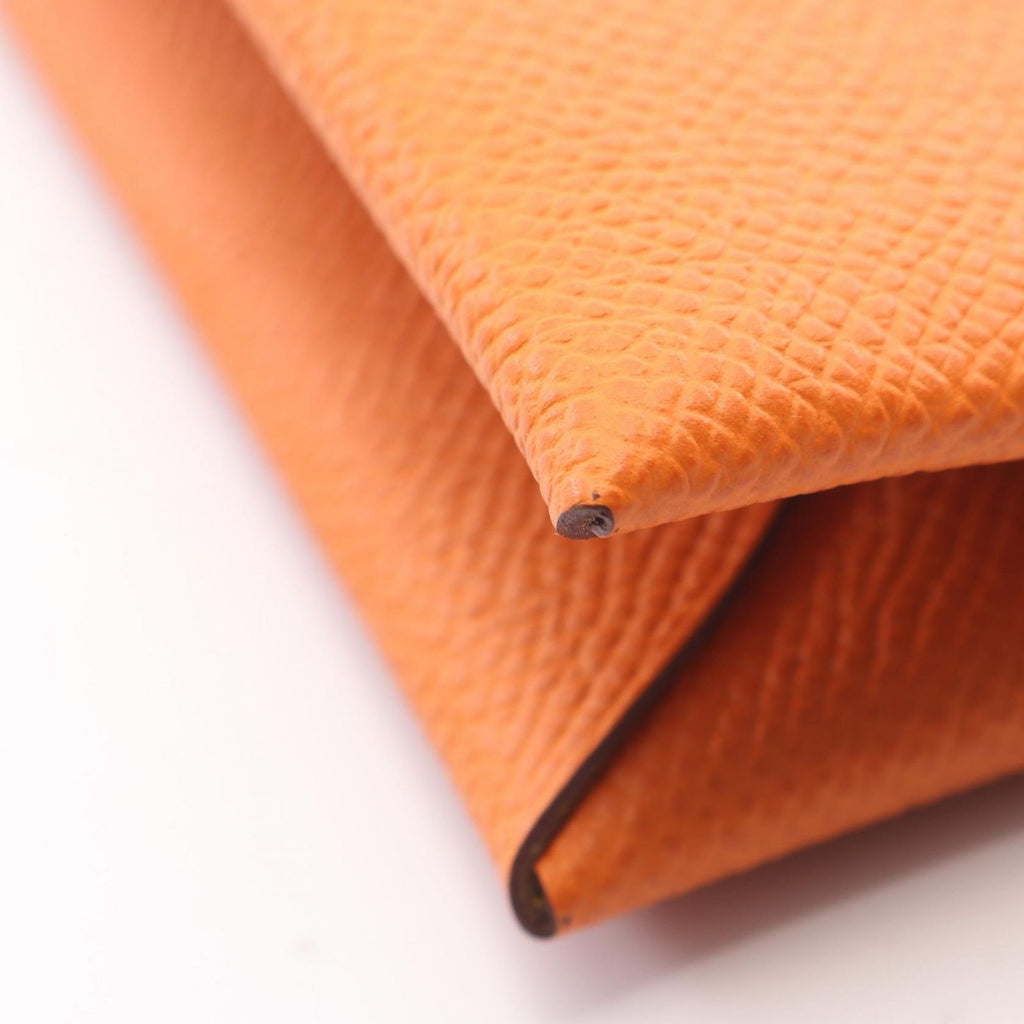 Hermes Coin Purse Calvi Verso Orange Lime Leather — view 8