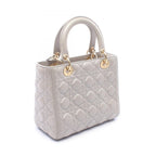 Dior Handbag Lady Dior 2-Way Silver Leather Tote Medium — view 2