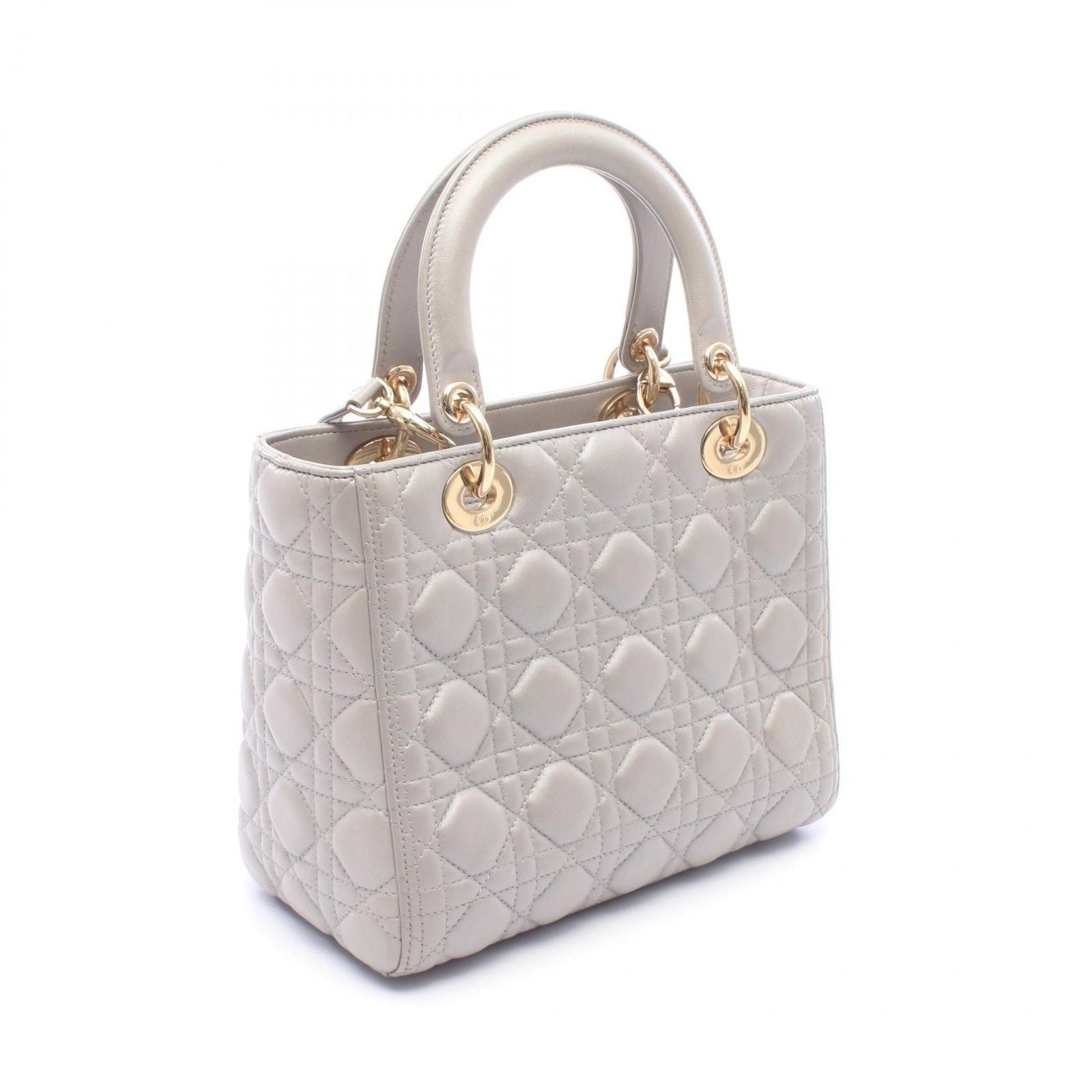 Dior Handbag Lady Dior 2-Way Silver Leather Tote Medium — view 2