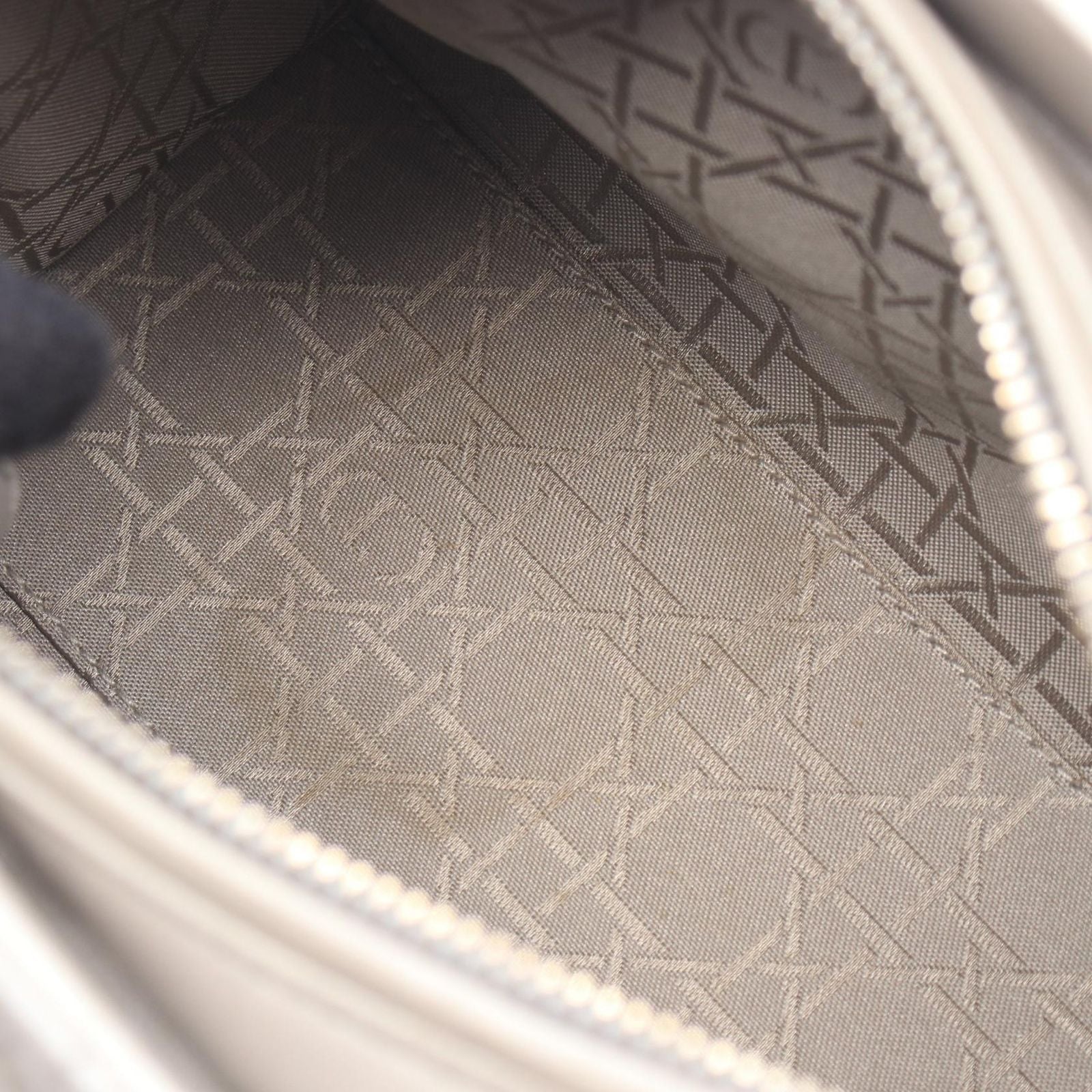 Dior Handbag Lady Dior 2-Way Silver Leather Tote Medium — view 8