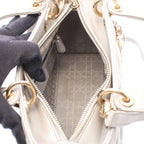 Dior Handbag Lady Dior 2-Way Silver Leather Tote Medium — view 3