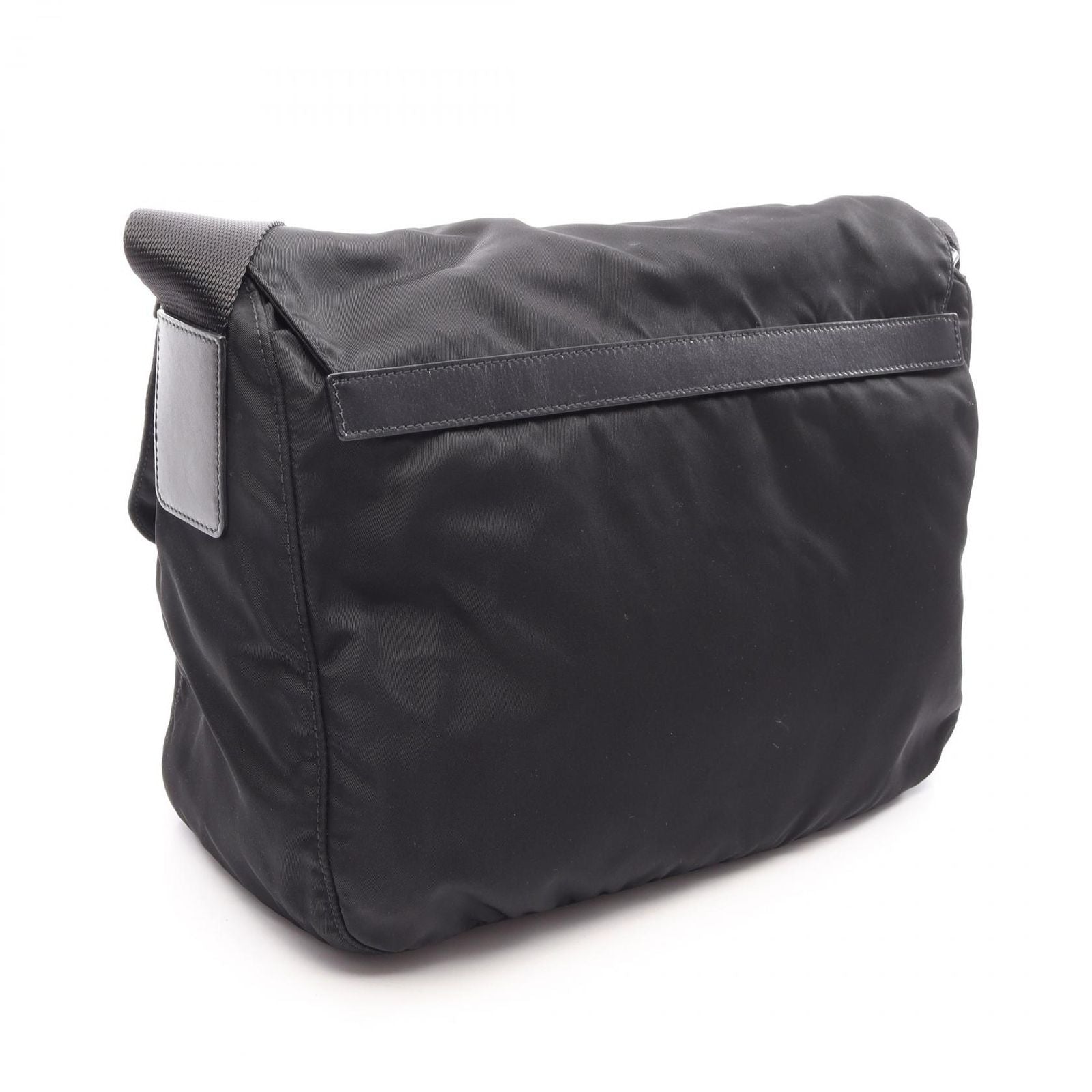 Prada Shoulder Bag Black Nylon Leather Triangle Logo — view 2
