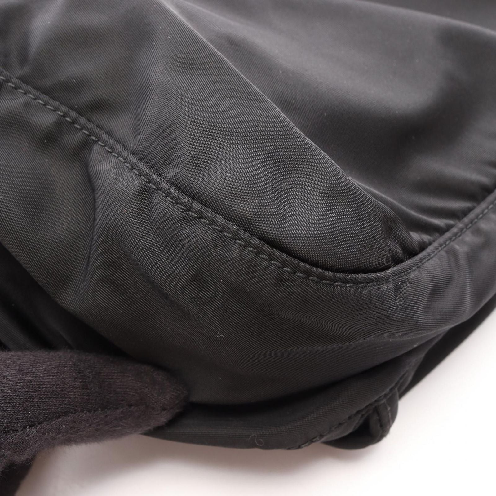 Prada Shoulder Bag Black Nylon Leather Triangle Logo — view 8