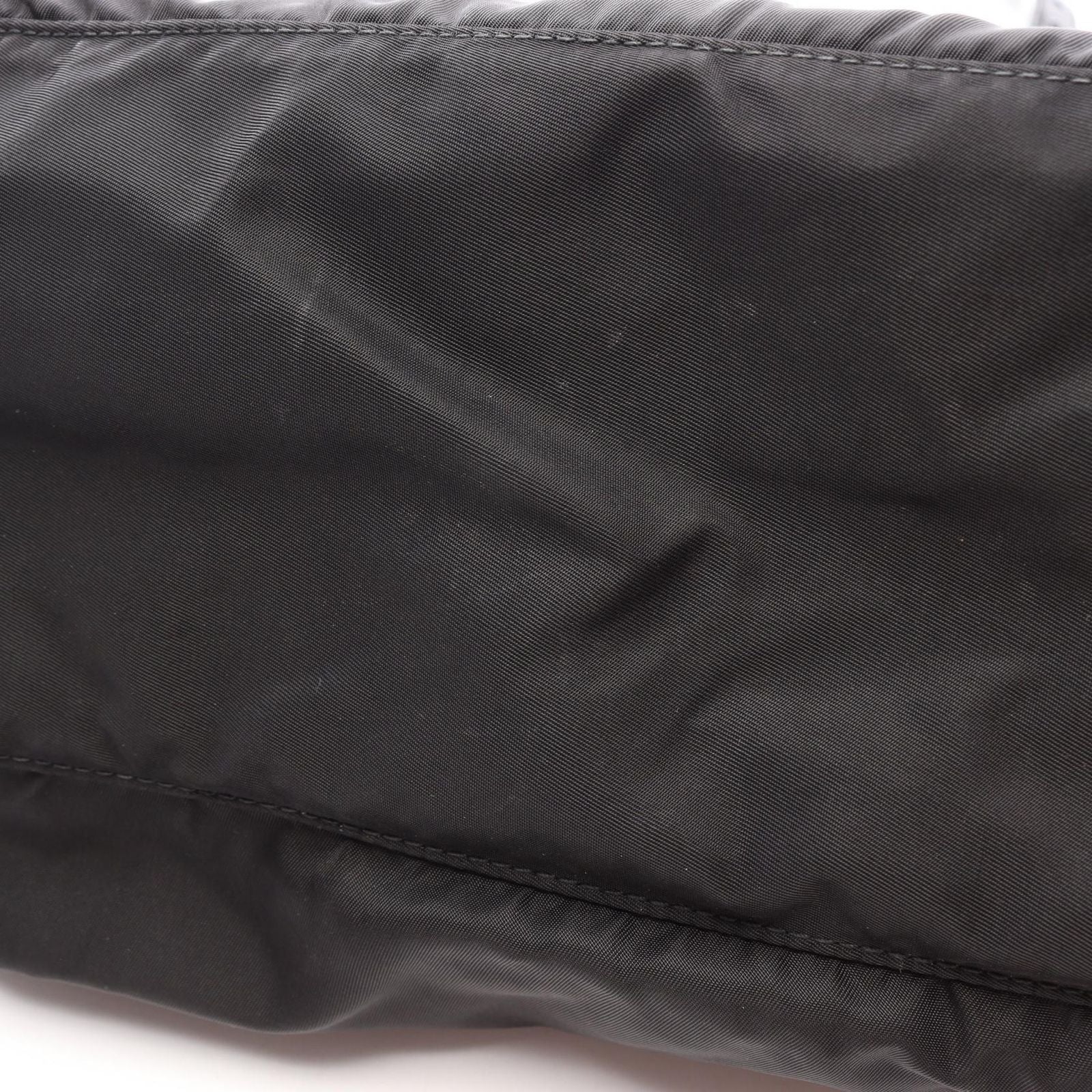 Prada Shoulder Bag Black Nylon Leather Triangle Logo — view 7
