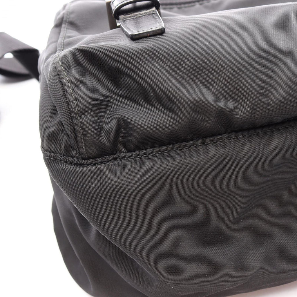 Prada Shoulder Bag Black Nylon Leather Triangle Logo — view 6