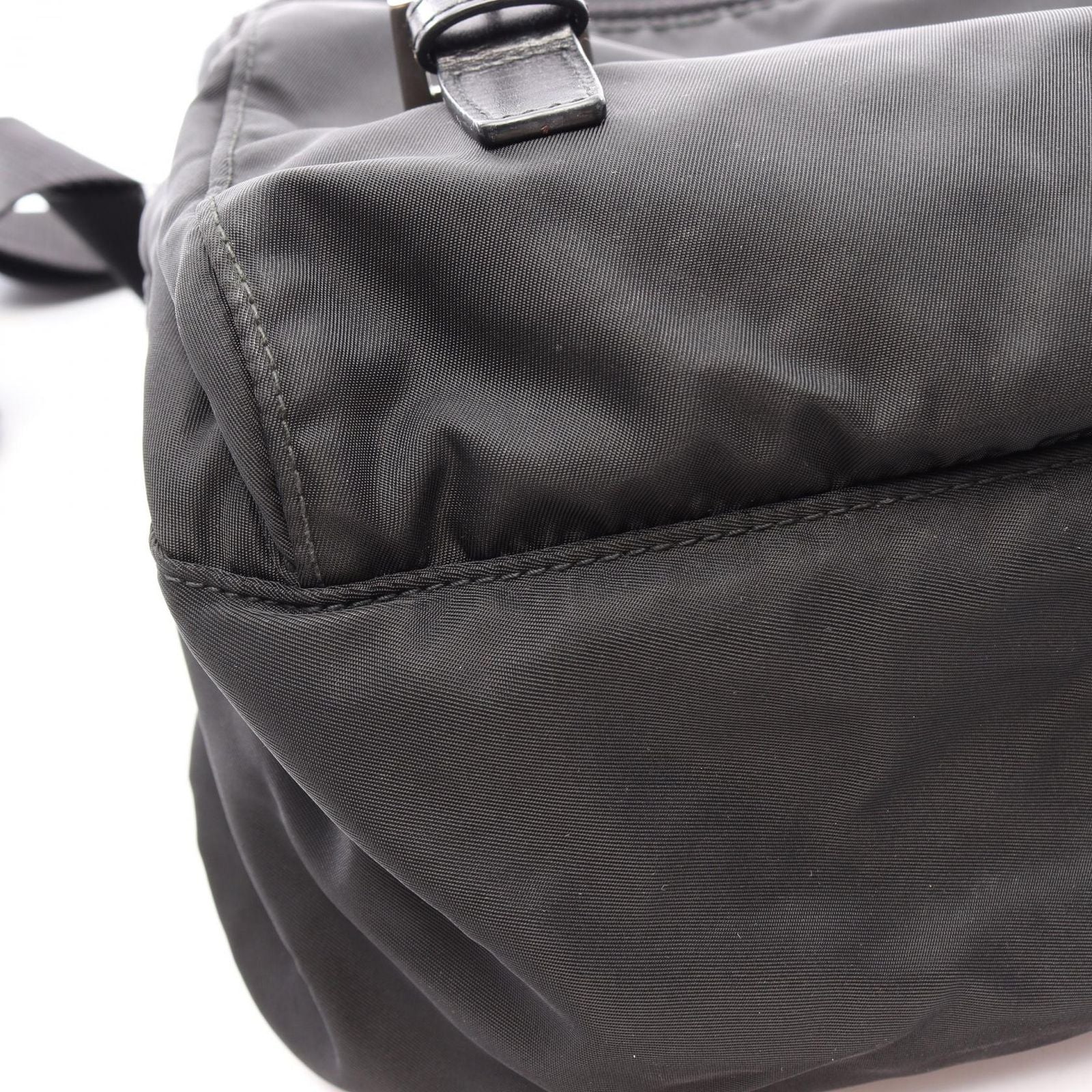 Prada Shoulder Bag Black Nylon Leather Triangle Logo — view 6