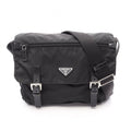 Prada Shoulder Bag Black Nylon Leather Triangle Logo